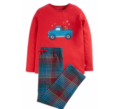 Frugi Caden Check PJs - True Red/Indigo Check
