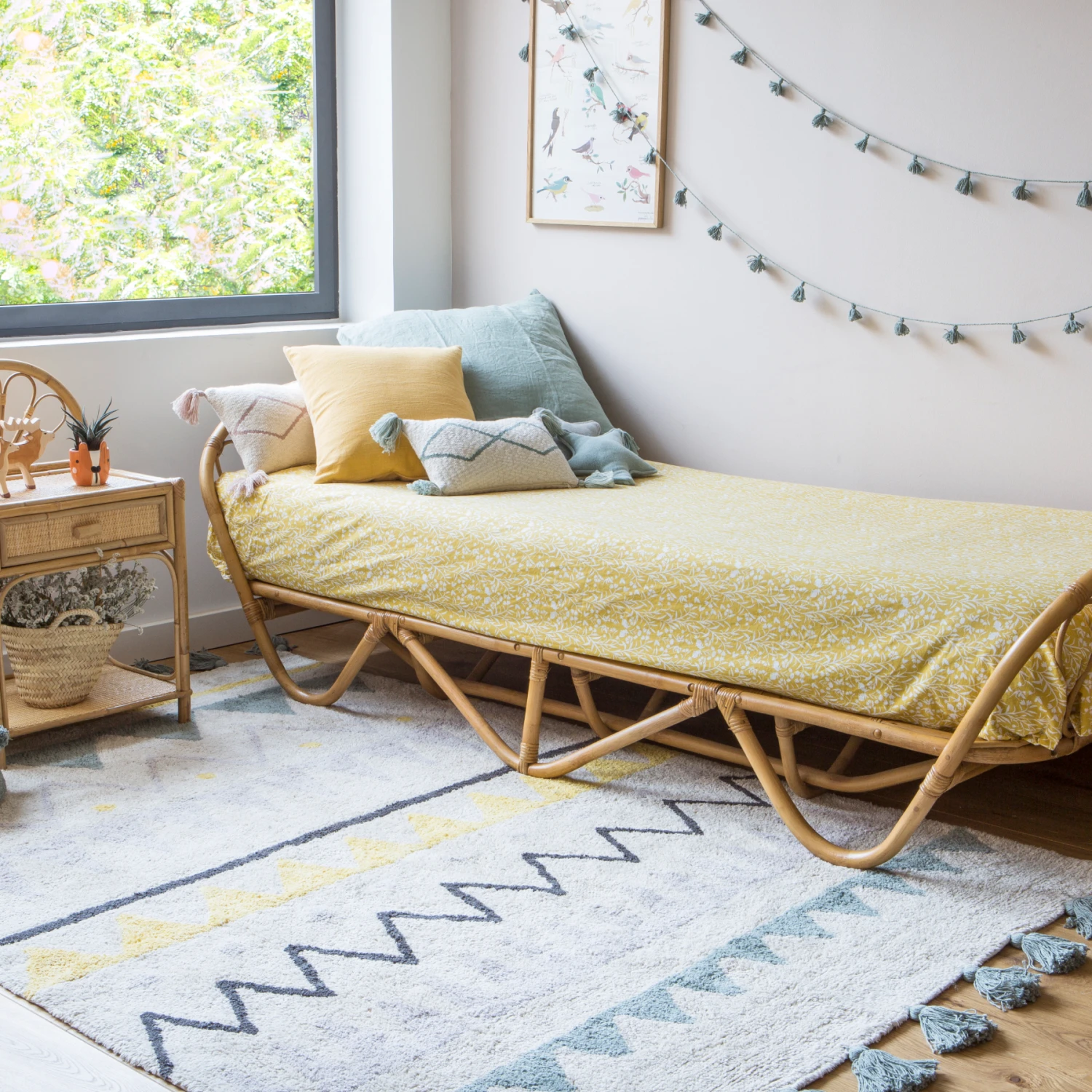 Lorena Canals Azteca Washable Rug - Vintage Blue 2 Lorena Canals Azteca Washable Rug - Vintage Blue - Image 2