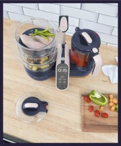 Babymoov Nutribaby+ XL 6-in-1 Baby Food Processor - Blue & Rose Gold -Baby Product Store babymoov babymoov nutribaby xl 6 in 1 baby food processor blue rose gold 33291178934437