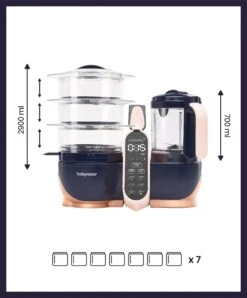 Babymoov Nutribaby+ XL 6-in-1 Baby Food Processor - Blue & Rose Gold -Baby Product Store babymoov babymoov nutribaby xl 6 in 1 baby food processor blue rose gold 33291178967205
