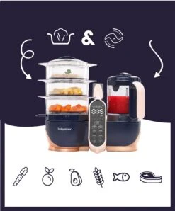 Babymoov Nutribaby+ XL 6-in-1 Baby Food Processor - Blue & Rose Gold -Baby Product Store babymoov babymoov nutribaby xl 6 in 1 baby food processor blue rose gold 33291178999973