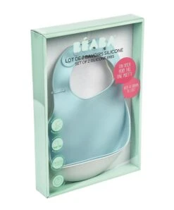 Beaba Set Of 2 Silicone Bibs - Grey/Blue -Baby Product Store beaba baby weaning beaba set of 2 silicone bibs grey blue 28963444916389