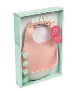 Beaba Set Of 2 Silicone Bibs - Grey/Pink -Baby Product Store beaba baby weaning beaba set of 2 silicone bibs grey pink 28963475259557