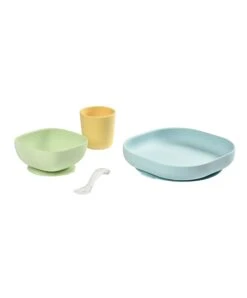 Beaba Béaba 4 Piece Silicone Meal Set - Blue -Baby Product Store beaba baby weaning beaba silicone meal weaning set 4 pack blue 30977433075877