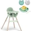 Juice Highchair & Beaba Silicone Meal Set With Bibs Bundle - Eucalyptus/Blue