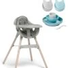 Juice Highchair & Beaba Silicone Meal Set With Bibs Bundle - Washed Grey/Jungle