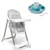 Snax Adjustable Grey Spot Highchair & Beaba Meal Set - Jungle Mist