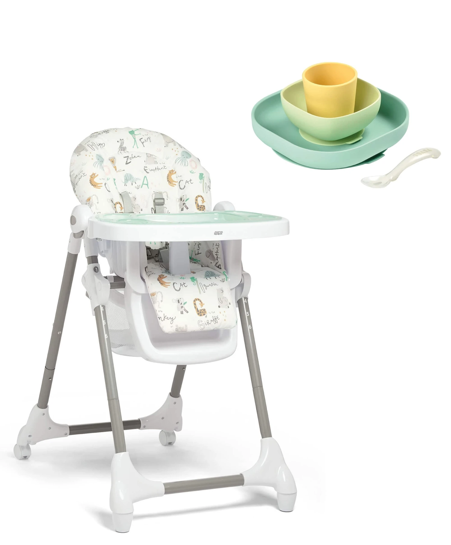 Snax Animal Alphabet Highchair & Beaba Meal Set - Blue 1 Snax Animal Alphabet Highchair & Beaba Meal Set - Blue