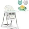 Snax Animal Alphabet Highchair & Beaba Meal Set With Silicone Bibs - Sage Green/Blue
