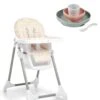 Snax Curious Alphabet Highchair & Beaba Meal Set - Pink/Eucalyptus