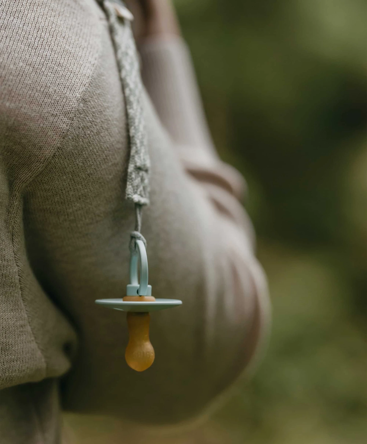 BIBS Dummy Clip Braided - Sage/Ivory 2 BIBS Dummy Clip Braided - Sage/Ivory - Image 2