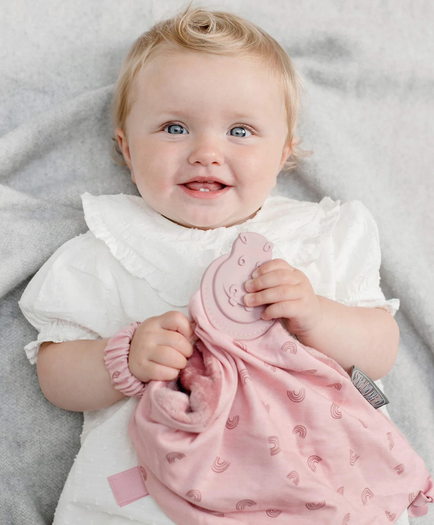 Cheeky Chompers Baby Comforter With Teether - Pink Rainbow 3 Cheeky Chompers Baby Comforter With Teether - Pink Rainbow - Image 3