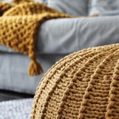 Zuri House Knitted Pouffe (Large) - Mustard -Baby Product Store large knitted pouffe mustard 571125 e6eb6866 4710 4602 8aa7 38a66e6b96ea