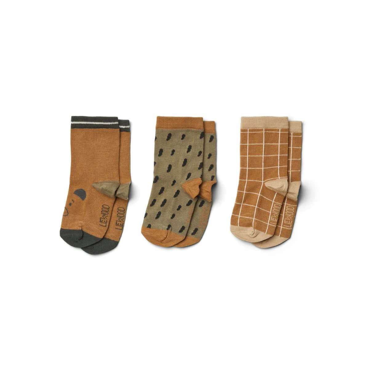 Liewood Silas Socks (Pack-3) - Golden Caramel Multi Mix 1 Liewood Silas Socks (Pack-3) - Golden Caramel Multi Mix