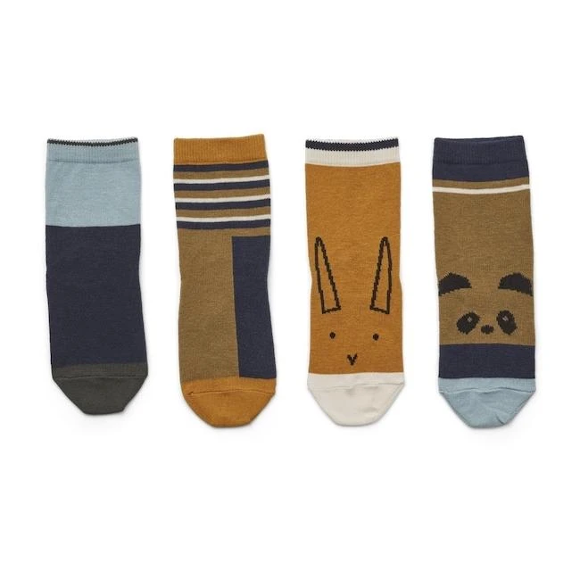 Liewood Silas Socks In Olive Green Multi Mix (4 Pack) 1 Liewood Silas Socks In Olive Green Multi Mix (4 Pack)