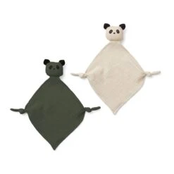 Liewood Yoko Mini Cuddle Cloths - Panda Hunter Green / Sandy Mix