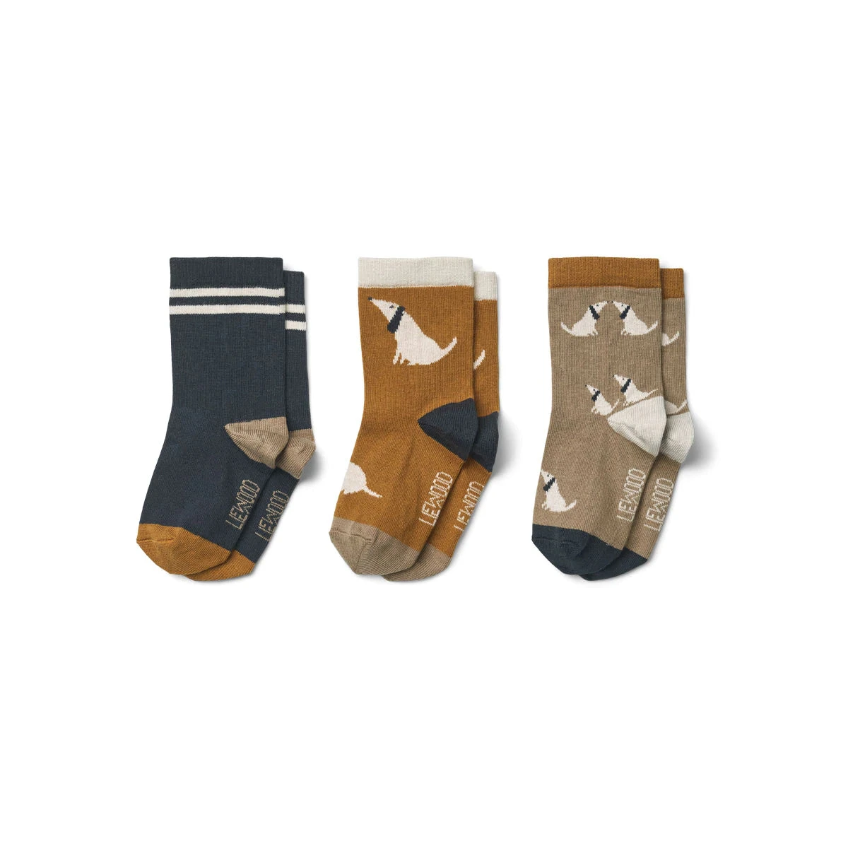 Liewood Silas Socks (Pack-3) - Dog / Oat Mix 1 Liewood Silas Socks (Pack-3) - Dog / Oat Mix