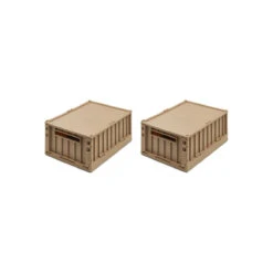 Liewood Weston Storage Box Medium With Lid - Oat (2 Pack)
