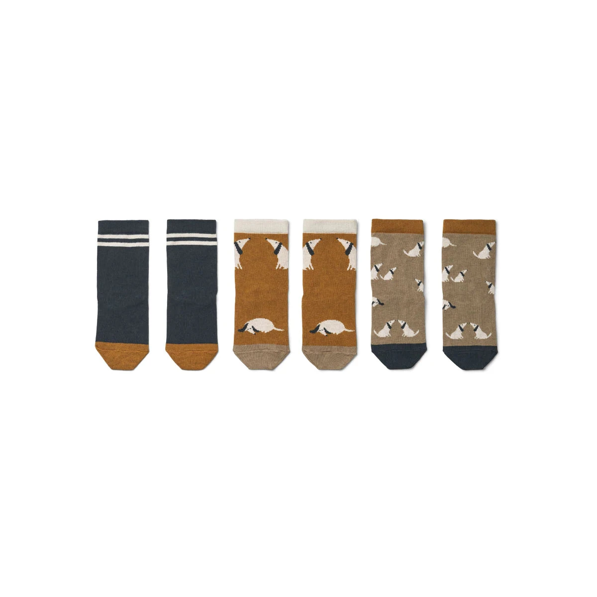 Liewood Silas Socks (Pack-3) - Dog / Oat Mix 2 Liewood Silas Socks (Pack-3) - Dog / Oat Mix - Image 2