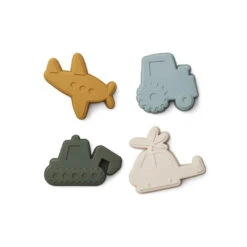 Liewood Gill Sand Moulds - Vehicles/Dove Blue Mix (4 Pack)