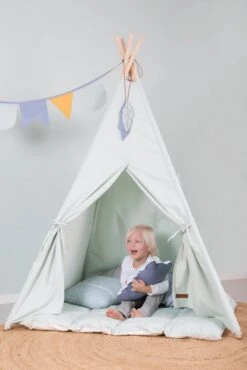 Little Dutch Play Tent Mint Green (Incl. Bunting & Playmat) 13 Little Dutch Play Tent Mint Green (Incl. Bunting & Playmat) -Baby Product Store little dutch teepee mint green incl bunting playmat 379368