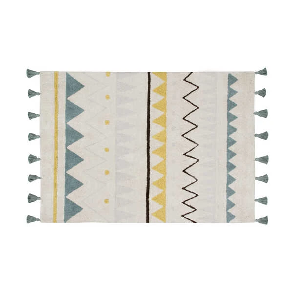 Lorena Canals Azteca Washable Rug - Vintage Blue 1 Lorena Canals Azteca Washable Rug - Vintage Blue