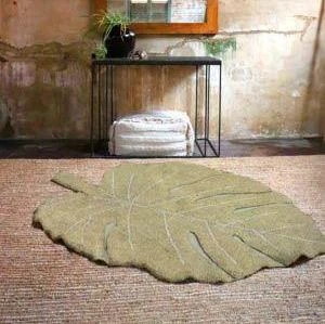 Lorena Canals Washable Rug Monstera Leaf - Olive 2 Lorena Canals Washable Rug Monstera Leaf - Olive - Image 2