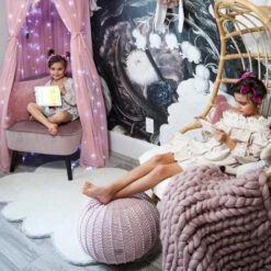 Zuri House Knitted Pouffe (Medium) - Powder Pink -Baby Product Store medium knitted pouffe powder pink 382483