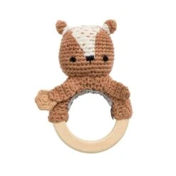 Sebra Crochet Rattle Milo The Bear In Twig Brown