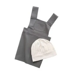Sebra Kids Apron & Hat Set - Elephant Grey / Classic White