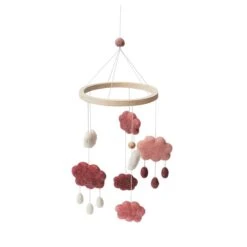 Sebra Felted Baby Mobile Clouds - Cotton Candy Pink