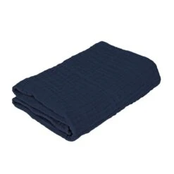 Sebra Thick Muslin Blanket In Deep Sea Navy