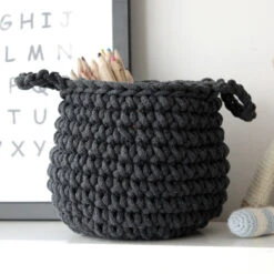 Zuri House Crochet Basket (Small) - Charcoal 5 Zuri House Crochet Basket (Small) - Charcoal -Baby Product Store small basket charcoal 271510