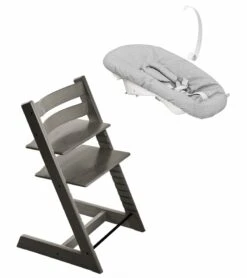 Stokke Tripp Trapp Chair + Newborn Set Bundle - Hazy Grey