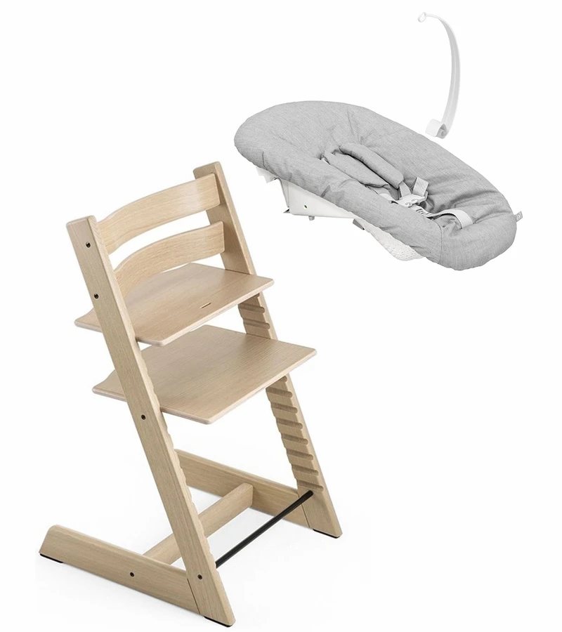 Stokke Tripp Trapp Chair + Newborn Set Bundle - Oak White 1 Stokke Tripp Trapp Chair + Newborn Set Bundle - Oak White