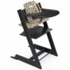 Tripp Trapp High Chair And Cushion With Stokke Tray Bundle - Black / Honeycomb Happy / Black