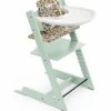 Tripp Trapp High Chair And Cushion With Stokke Tray Bundle - Soft Mint / Honeycomb Happy / White