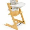 Tripp Trapp High Chair And Cushion With Stokke Tray Bundle - Sunflower Yellow / Nordic Grey / White